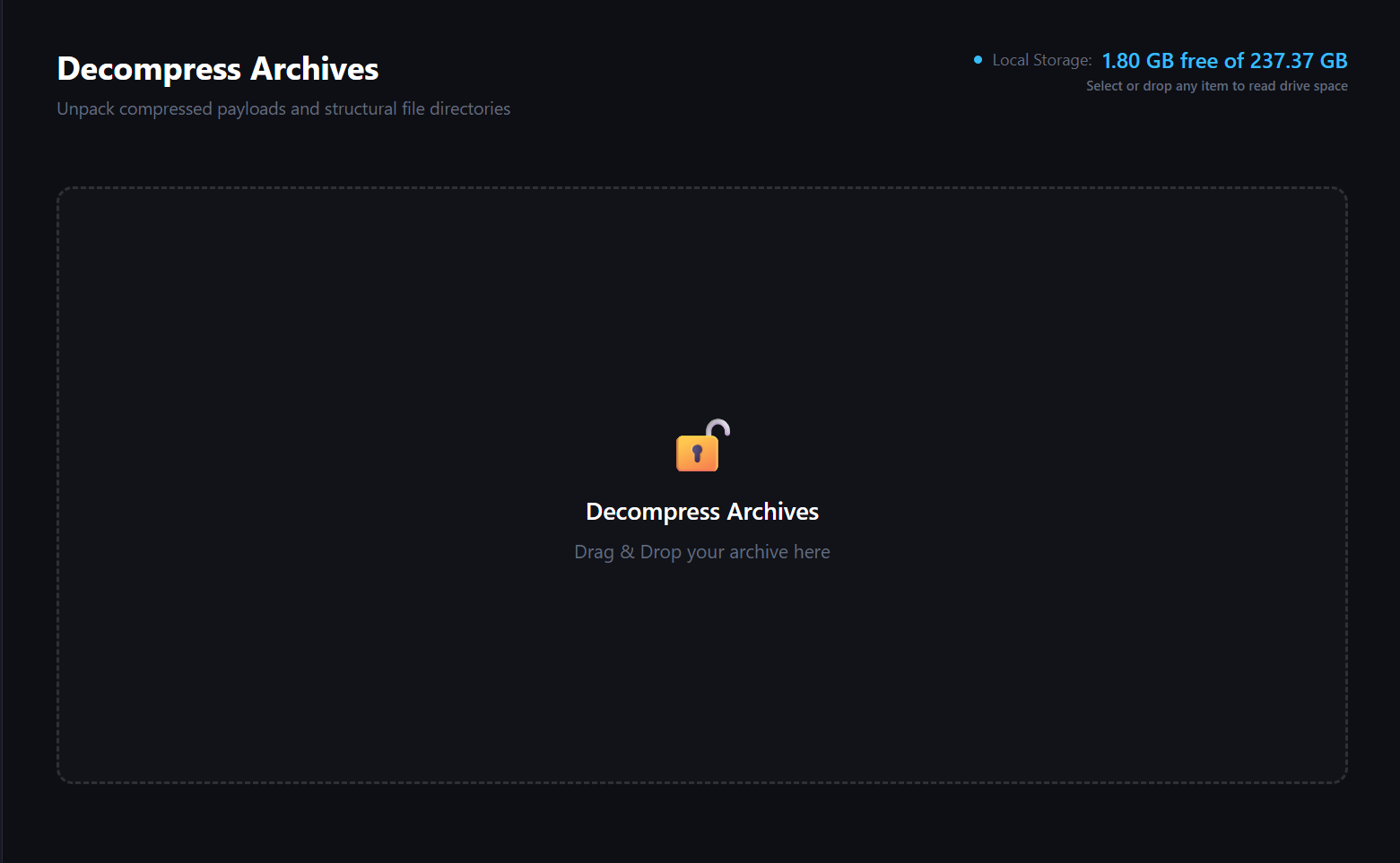 Kenz Desktop Decompress Interface